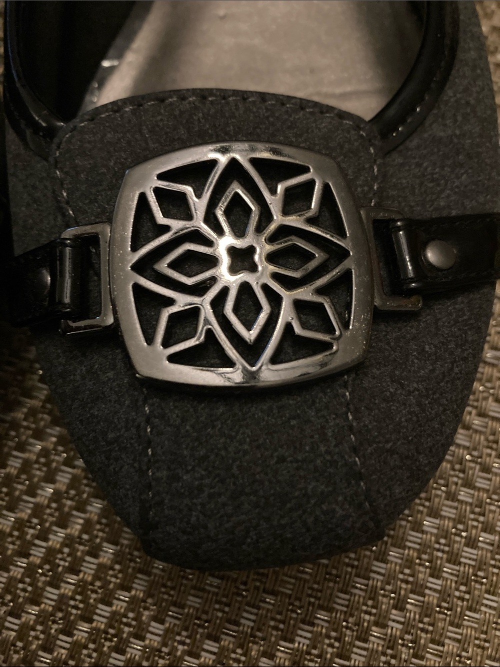 Christian Siriano Gray Felt Ballet Flats with Decorative Medallion - Picture 4 of 4